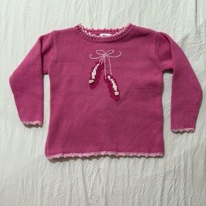 Kids Pink Knit Ballet Slippers Ballerina Sweater - 100% Cotton